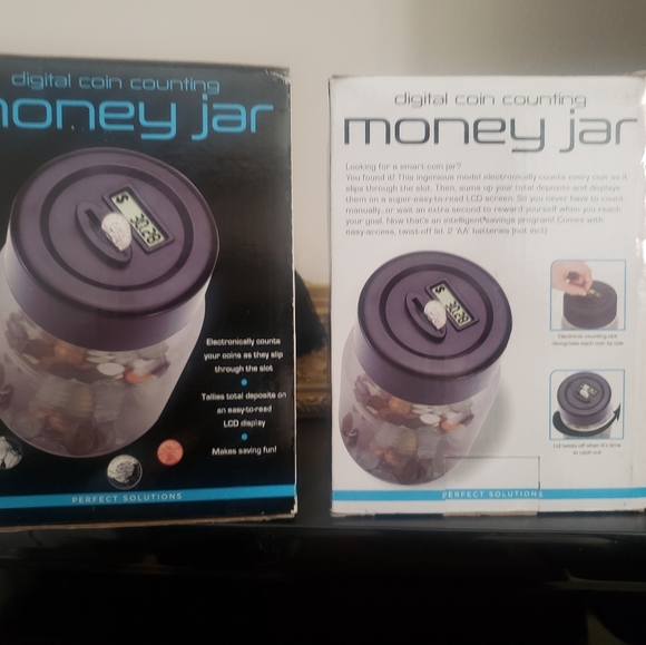 2pc Lot. NEW in Box. Perfect Solutions-Digital Coin Counting Money Jar - Picture 3 of 5